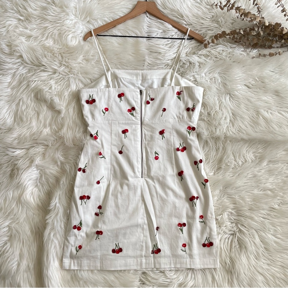 Anthropologie Maeve The Brynne 3D Cherry Mini Dress White Size 8 - Picture 11 of 16